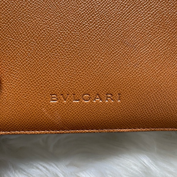 Bvlgari Womens Leather Turnlock Accordion Shoulder Satchel Bag Handbag Cognac - Picture 9 of 14